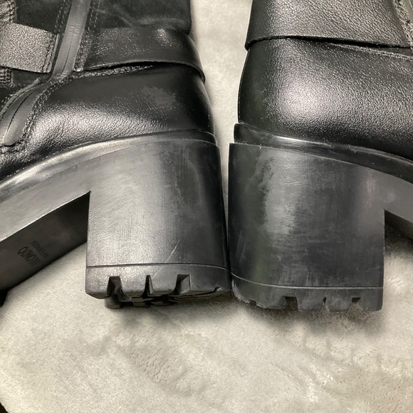 New Blondo Rebel women’s black leather ankle boots side zip SZ 6.5M Moto Biker - Picture 7 of 9